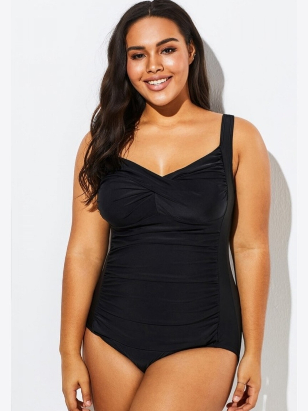 Meet.Curve XL Black Twist Front Push Up One Piece Swimsuit NWT